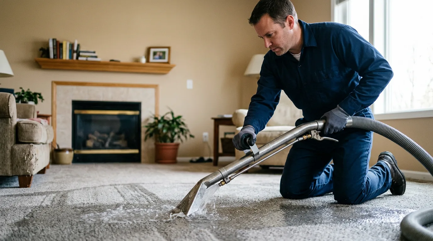 Water damage restoration technician working near Orlando, WV